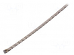 Rope | acid resistant steel A4 | &Oslash;rope: 3mm | L: 10m | Rope plexus: 7x7