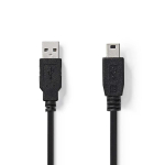 USB 2.0 kabelis | A Male - Mini 5-pin Male | 2,0 m | Black