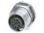 Connector: M12 | socket | PIN: 8 | female | 30V | straight | THT | CuZn | 2A