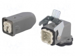 Connector: HDC | male + female | S-A | PIN: 5 | 4+PE | size 3A | angled