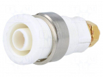Socket | 4mm banana | 32A | white | gold-plated | screw,on panel | 32mm