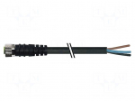 Connection lead | M8 | PIN: 3 | straight | 5m | plug | 60VAC | 4A | -20&divide;85&deg;C