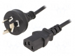Cable | IEC C13 female,AS/NZS 3112 (I) plug | 1.8m | black | PVC