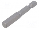Screwdriver bit | hex key | HEX 8mm | 1/4" | Overall len: 50mm