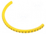 Marker: cable | Marking: V | 1.3&divide;3mm | PVC | yellow | leaded | PA-02 | L: 3mm