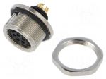 Connector: M9 | socket | female | Plating: gold-plated | 125V | 3A | IP67