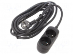 Extension lead | 3x1.5mm2 | 5m | PVC | black | Sockets no: 2 | 16A