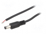 Cable | 2x0.5mm2 | wires,DC 5,5/2,1 plug | straight | black | 1.5m