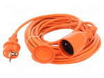 Extension lead | 3x1mm2 | 10m | PVC | orange | Sockets no: 1 | 10A