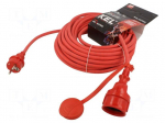 Extension lead | 3x1.5mm2 | 15m | rubber | red | Sockets no: 1 | 16A