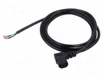 Cable | 3x18AWG | IEC C13 female angled right,wires | PVC | 2m | black