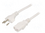 Cable | 3x1mm2 | IEC C13 female,SEV-1011 (J) plug | PVC | 5m | white