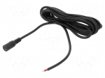 Cable | 2x0.5mm2 | wires,DC 5,5/2,1 socket | straight | black | 3m