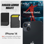 Back panel cover Spigen  Spigen Rugged Armor Mag case with MagSafe for iPhone 14 - matte black