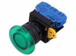Switch: push-button | 22mm | Stabl.pos: 1 | NO | green | LED | IP65 | YW