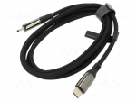 Cable | USB 2.0 | USB C plug,both sides | nickel plated | 1.2m | black