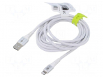 Cable | USB 2.0 | Apple Lightning plug,USB A plug | 3m | white | 60W