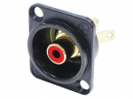 NEUTRIK - PHONO SOCKET IN BLACK CHROME D-SHAPE HOUSING, RED ISOLATION WASHERS