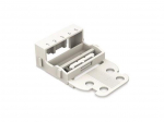 MOUNTING CARRIER - FOR 5-CONDUCTOR TERMINAL BLOCKS - 221 SERIES - 4 mm&sup2; - WITH SNAP-IN MOUNTING FOOT FOR VERTICAL MOUNTING - WHITE
