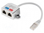 Splitter | silver | Cat: 5e | RJ45 socket x2,RJ45 plug x1 | 0.15m