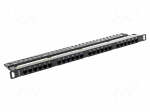 Patch panel | black | Number of ports: 24 | 19" | Cat: 6 | rack 19" | RACK
