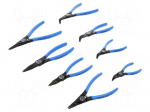 Tools set: pliers | for circlip | A,B,C,D,angular,straight | 8pcs.