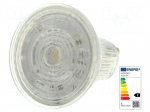 LED lamp | neutral white | GU10 | 230VAC | 350lm | 4.7W | 36&deg; | 4000K