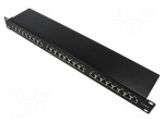Patch panel | black | Number of ports: 24 | 19" | Cat: 6 | rack 19" | RACK