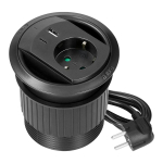 Uued tooted // Gniazdo wpuszczane w blat z ładowarką USB, przepustem kablowym, i przewodem 1,4 m, 1x2P+Z (Schuko), 2xUSB (typ A+C; PD20W), czarne
