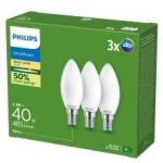 PHILIPS LED stikla 40W B35 E14 Silti balta 2700K matēta ultra energoefektīva 3 gab spuldze 8721103134875 929003800831