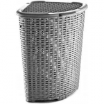 Laundry basket Katex Corner Rattan 52L &ndash; corner-style 52 L capacity, rattan-effect plastic