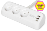 Digitus 3-way office socket strip with 2x USB-A and 1x USB-C connections, white