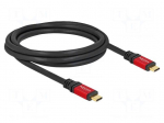 Cable | USB C plug,both sides | gold-plated | 2m | black | 22AWG,32AWG