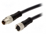 Cable: for sensors/automation | M8 | PIN: 3 | M8 male,M8 female | 2m