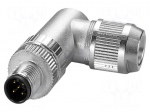 Connector: M12 | plug | PIN: 5 | 48V | angled | IP65 | push-lock | A code | 4A