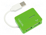 Hub USB | USB 1.1,USB 2.0 | PnP | green | Number of ports: 4 | 480Mbps