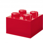 Room Copenhagen LEGO Storage Brick 4 Top Lid Glitter, storage box red/transparent