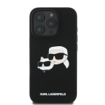 Karl Lagerfeld Liquid Silicone Double Heads maciņ&scaron; ar MagSafe atbalstu telefonam iPhone 16 Pro melns
