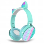 Goodbuy bezvadu austiņas bērniem | bluetooth 5.0 | LED kaķa ausis | POP IT | zilas (bojāts iepakojums)