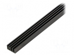 Heatsink: extruded | grilled | black | L: 1000mm | W: 19mm | H: 10mm
