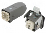 Connector: HDC | male + female | S-A | PIN: 5 | 4+PE | size 3A | straight