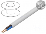 Wire | OWY | round | stranded | Cu | 2x2,5mm2 | PVC | white | 300/500V | 100m