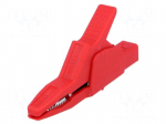 Crocodile clip | 34A | red | Grip capac: max.30mm | Socket size: 4mm