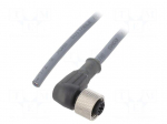 Cable: for sensors/automation | M12 | PIN: 3 | angled | 5m | plug | 250VDC