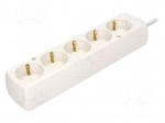 Extension lead | 3x1.5mm2 | Len: 1.5m | PVC | white | Sockets no: 5 | 16A