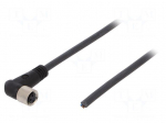 Cable: for sensors/automation | M8 | PIN: 3 | angled | 10m | plug | 60VAC