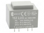 Transformer: encapsulated | 2VA | 230VAC | 6V | 6V | 166.6mA | 166.6mA