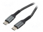 Cable | USB 2.0 | USB C plug,both sides | 1.5m | black-white | 480Mbps