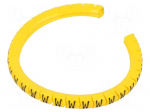 Marker: cable | Marking: W | 1.3&divide;3mm | PVC | yellow | leaded | PA-02 | L: 3mm