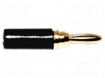 Laboratory connector: 3mm banana | plug | black | 1kVDC | 5A | soldered